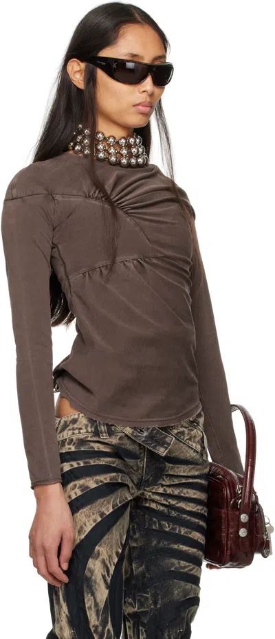MASHA POPOVA BROWN 'STUCK IN BRA' T-SHIRT 