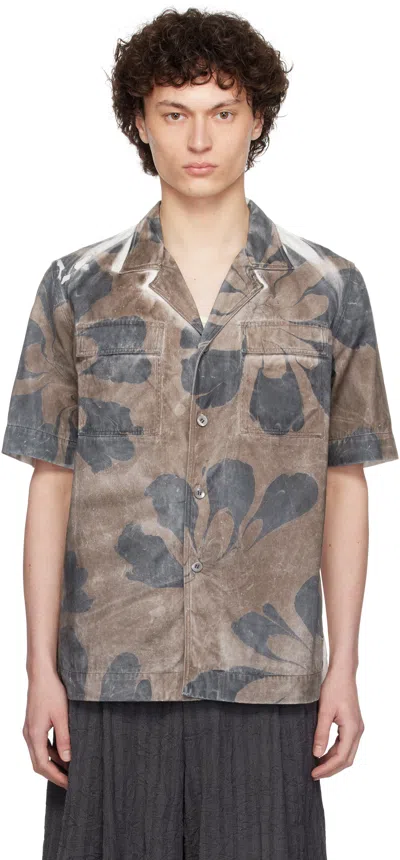 Dries Van Noten Brown & White Hand-dyed Floral Shirt