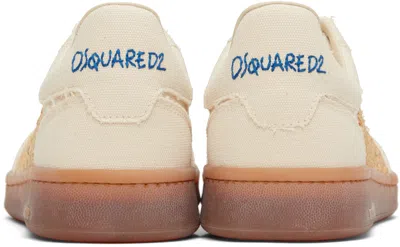 Dsquared2 Beige Low Top Sneakers With Logo Patch On The Tongue And Logo Lettering On The Heel In Canvas Blend 