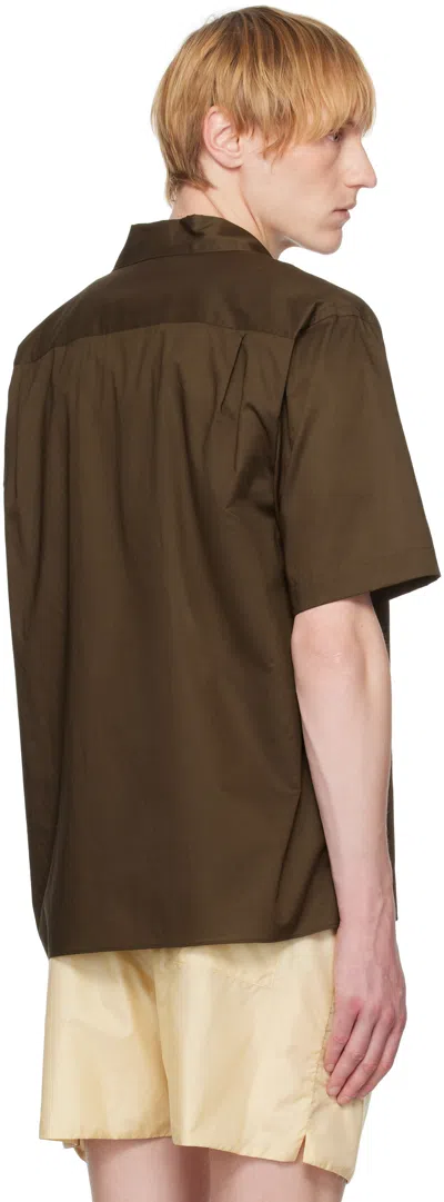 Auralee Brown Washed Finx Typewriter Open Collar Half Sleeved Shirt In Brown