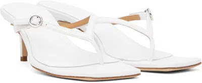 Aeyde White Leigh Leather Toe-post Heeled Sandals