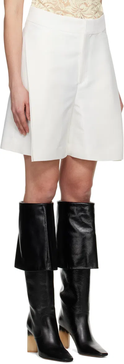 Victoria Beckham Off-white Pleat Detail Culotte Shorts