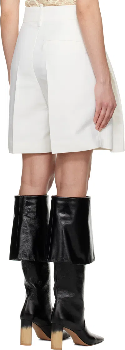 Victoria Beckham Off-white Pleat Detail Culotte Shorts