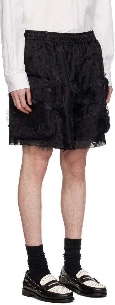 Simone Rocha Black Layered Flap Cargo Shorts
