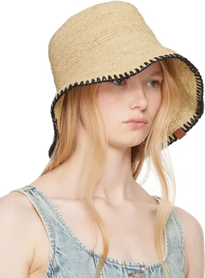 Rag & Bone Beige Jade Rollable Raffia Bucket Hat