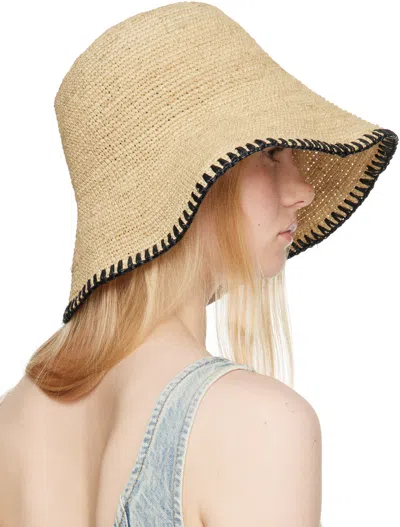 Rag & Bone Beige Jade Rollable Raffia Bucket Hat