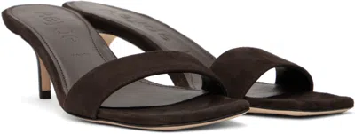 Aeyde Brown Ilvy Kid Suede Leather Mules