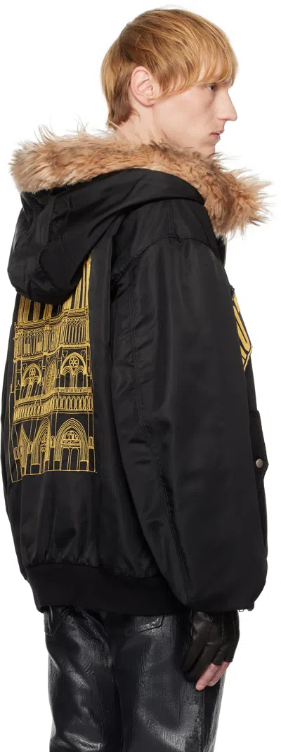 Marking Distance Black 'notre Dame' Bomber Jacket