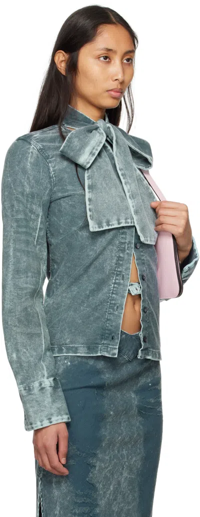 MASHA POPOVA BLUE BOW COLLAR SHIRT 