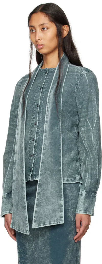 Masha Popova Blue Bow Collar Shirt In Blue