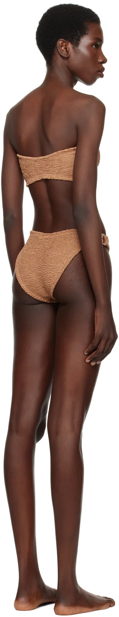Hunza G Brown Gloria Tonal Hoops Bikini