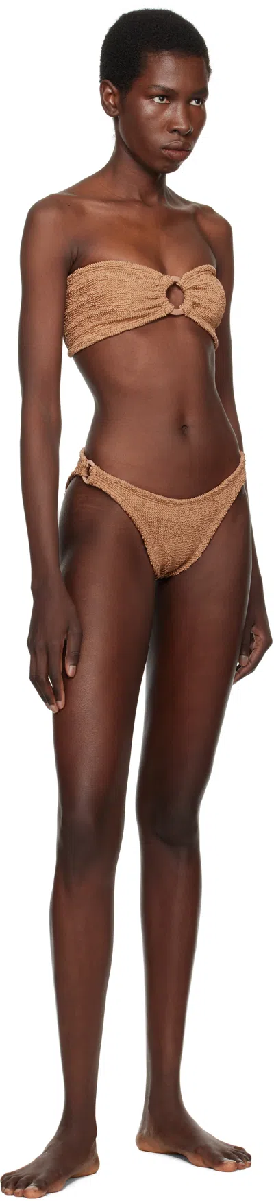 Hunza G Brown Gloria Tonal Hoops Bikini