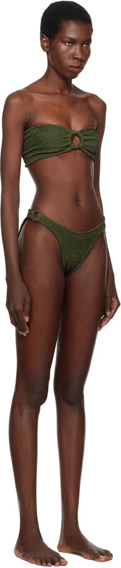 Hunza G Green Gloria Tonal Hoops Bikini