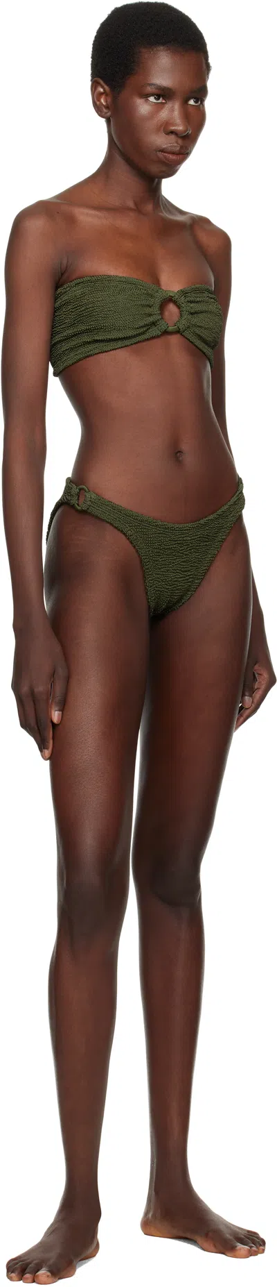 Hunza G Green Gloria Tonal Hoops Bikini