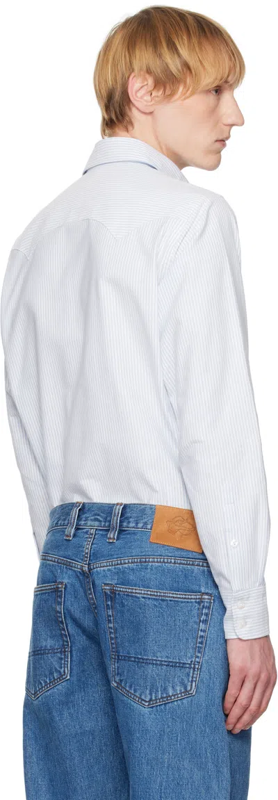 Drake's Blue Multi Stripe Western Fun Shirt