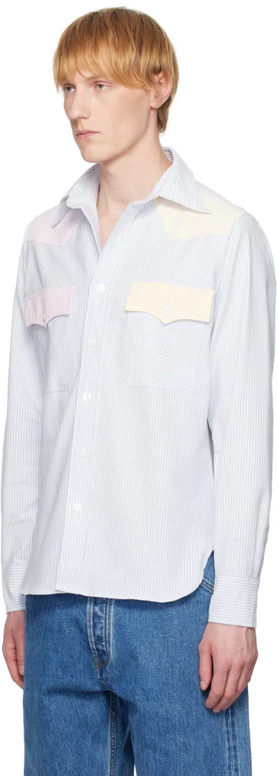 Drake's Blue Multi Stripe Western Fun Shirt