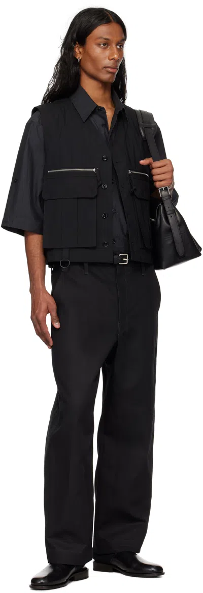 Lemaire Tailored Black Cotton Vest With V-neckline