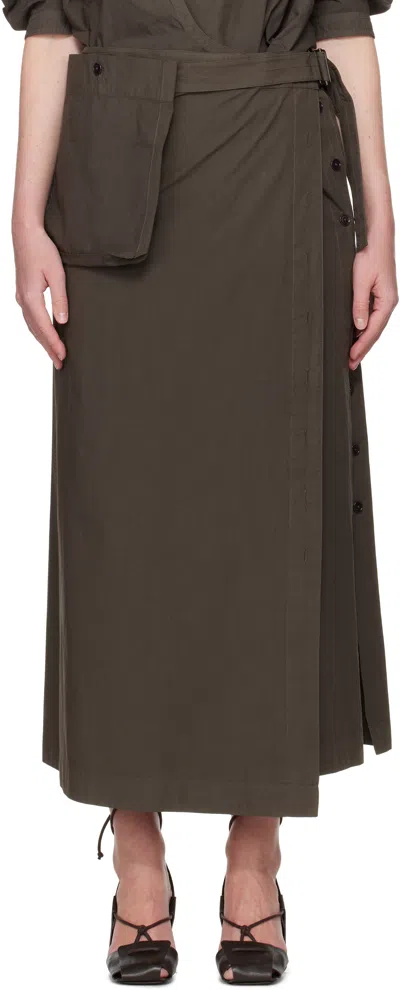 Lemaire Brown Buttoned Maxi Skirt In Brown