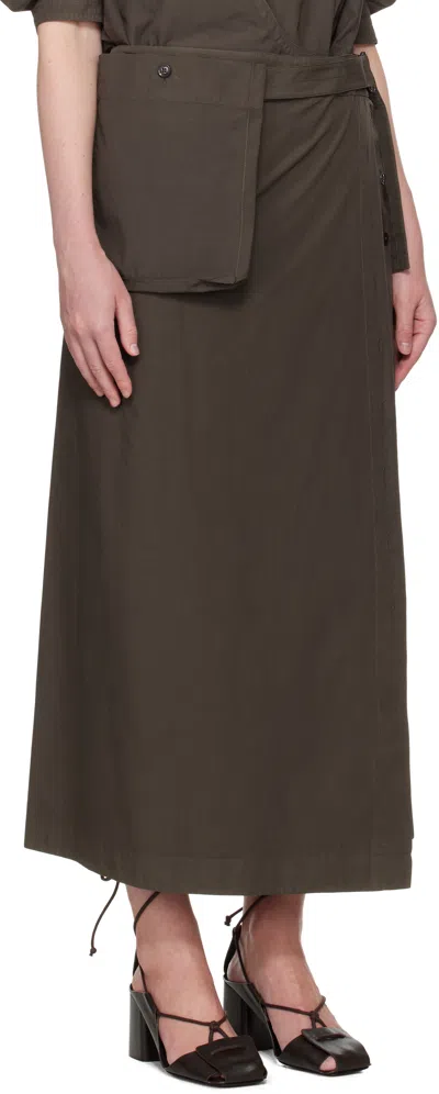 Lemaire Brown Buttoned Maxi Skirt In Brown