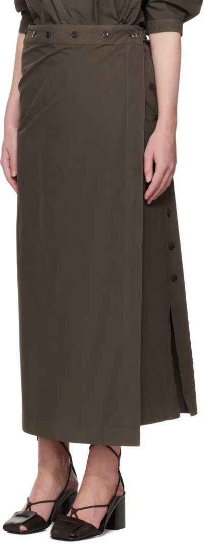 Lemaire Brown Buttoned Maxi Skirt In Brown