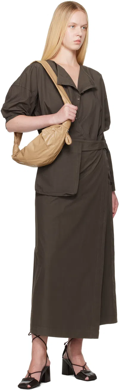 Lemaire Brown Buttoned Maxi Skirt In Brown
