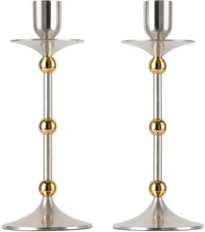 Soho Home Silver & Gold Cilia Candlestick Set