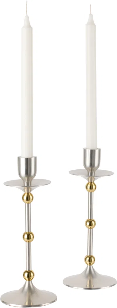 Soho Home Silver & Gold Cilia Candlestick Set