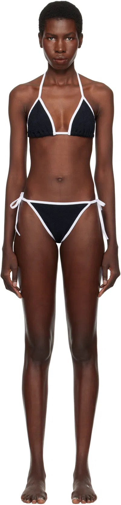 Hunza G Gina Textured Triangle Bikini With Sporty Contrast