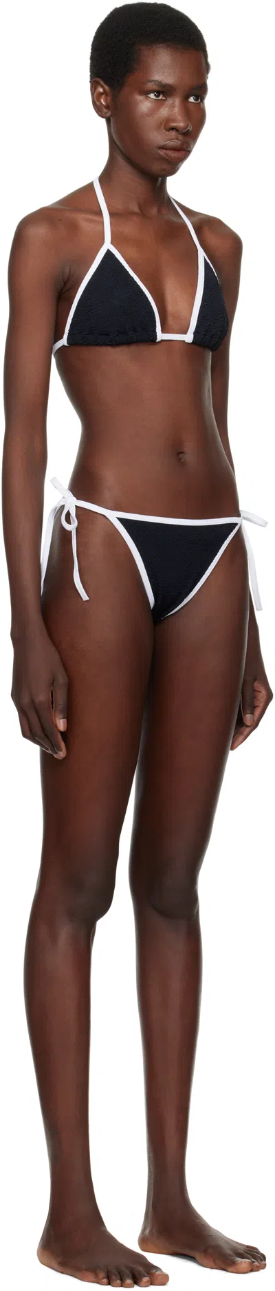 Hunza G Gina Textured Triangle Bikini With Sporty Contrast