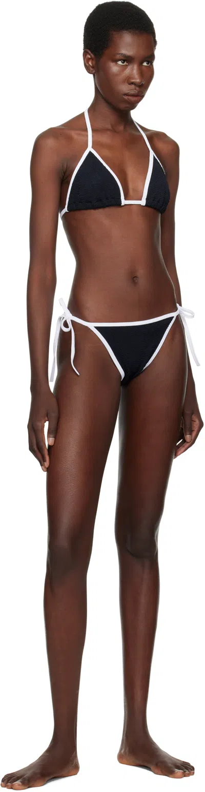 Hunza G Gina Textured Triangle Bikini With Sporty Contrast