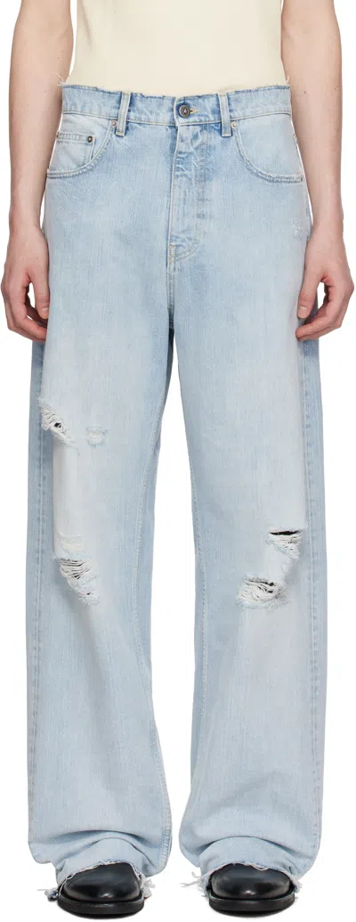 Golden Goose Mens Pants In Lived-in Effect Denim