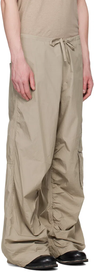 Hope Beige Loose Drawstring Collapse Cargo Pants