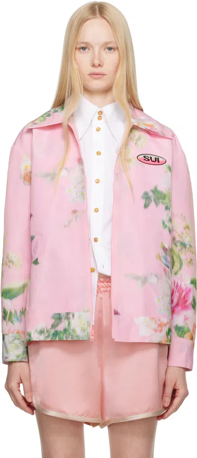 Anna Sui Pink Cabbage Rose Taffeta Jacket