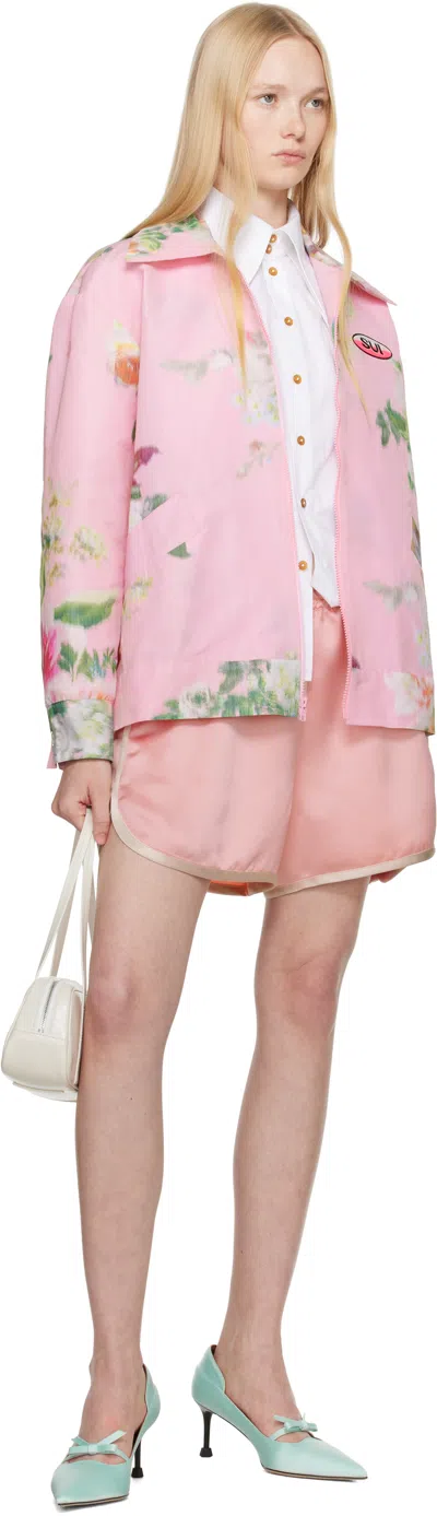Anna Sui Pink Cabbage Rose Taffeta Jacket
