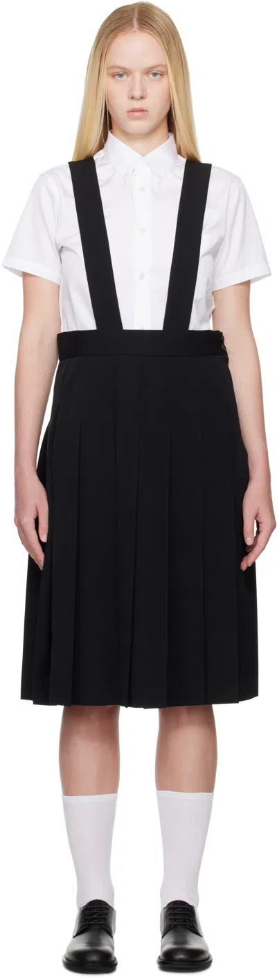 Comme Des Garcons Girl Black Pleated Pinafore Midi Skirt