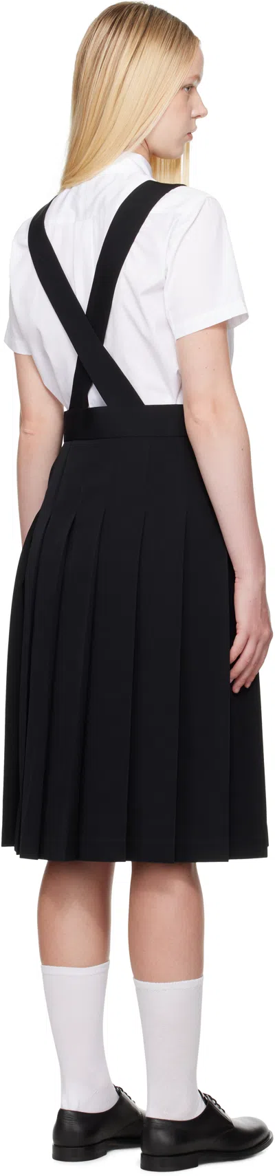Comme Des Garcons Girl Black Pleated Pinafore Midi Skirt