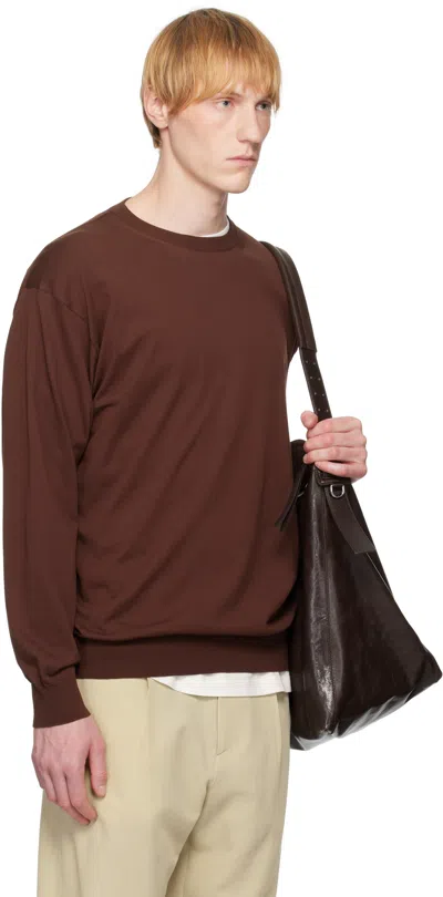 Auralee Brown Super High Gauge Cotton Knit Sweater