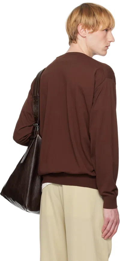 Auralee Brown Super High Gauge Cotton Knit Sweater