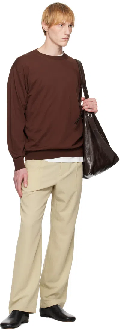 Auralee Brown Super High Gauge Cotton Knit Sweater