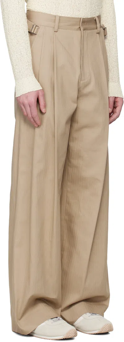System Ssense Exclusive Beige Herringbone Trousers