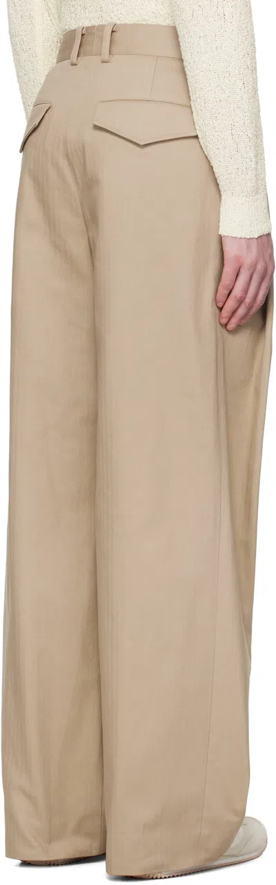 System Ssense Exclusive Beige Herringbone Trousers