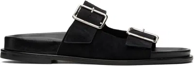 Aeyde Meena Suede Cow Leather Sandals Black