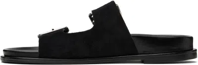 Aeyde Meena Suede Cow Leather Sandals Black