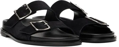Aeyde Meena Suede Cow Leather Sandals Black