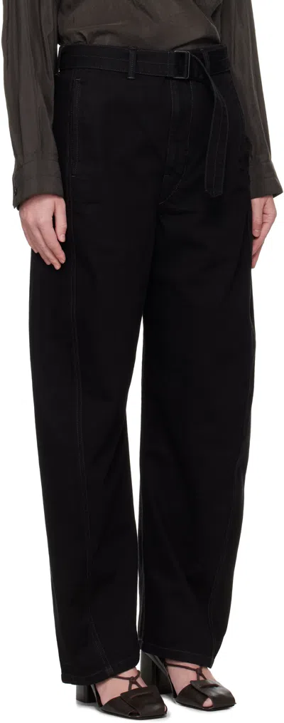 Lemaire Curved-leg Tailored Trousers In Black