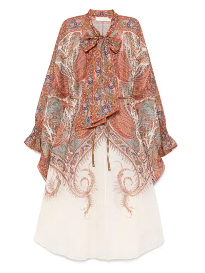 Zimmermann Womens Rhiannon Floral Woven Midi Dress Cream Paisley