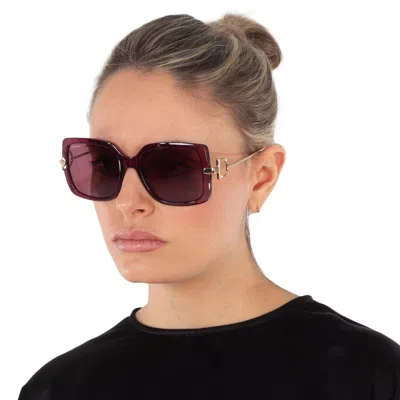 Ferragamo Salvatore  Burgundy Square Ladies Sunglasses Sf913s 606 55