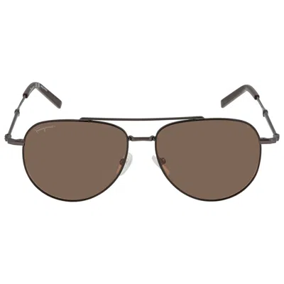 Ferragamo Brown Pilot Unisex Sunglasses Sf226s 021 58