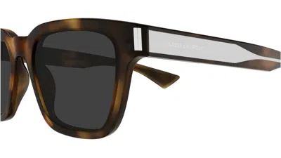 Saint Laurent Sl 789 Jacques Linea Corner Angle 002 Havana Crystal Grey Sunglasses In Brown