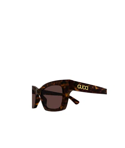 Gucci Rectangle-frame Sunglasses In Brown